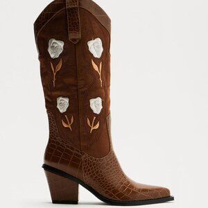 Fashion Nova Southerns Sweetest Cowboy Boots Brown